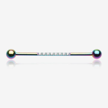 Colorline Sparkle Lined Gems Industrial Barbell-Clear Gem